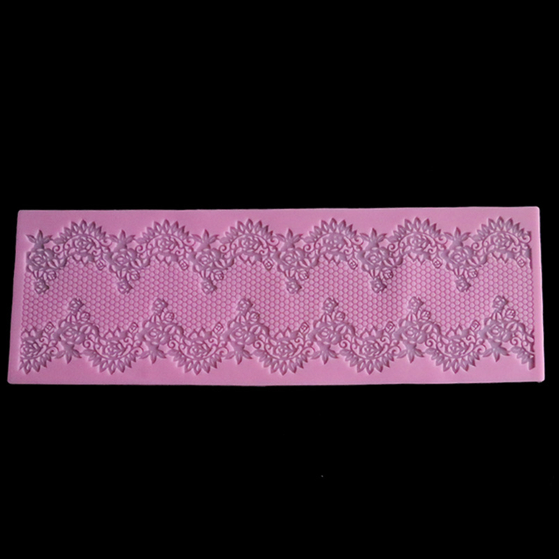 Aomily Beautiful Patisseries Silicone DIY Flower Lace Fondant Mold Mousse Brim Decor Sugarcraft Icing Mat Pad Pastry Baking Tool