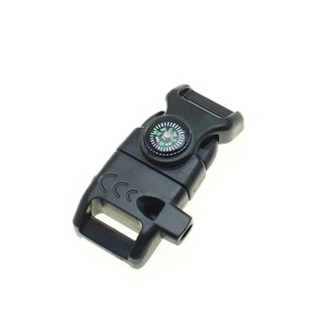 1pcs 5/8" Side Release Whistle Compass Buckle Scraper Parachute 550 Cord Paracord Bracelet Outdoor Camp Backpack Survival Kits: Black