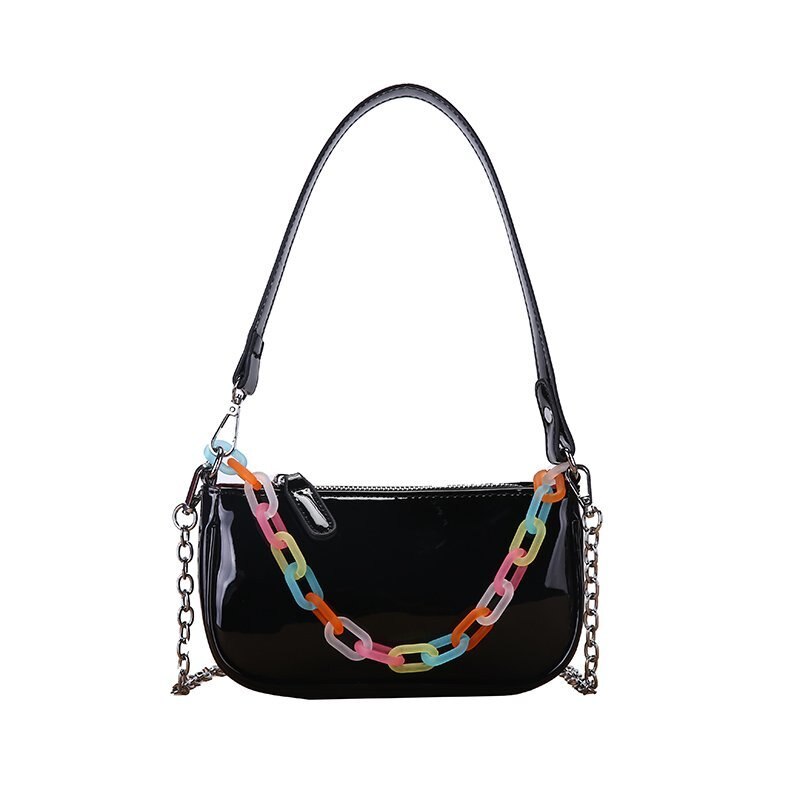 Sac à main de luxe et sac à main femmes sac Mini embrayages en cuir couleur bonbon bandoulière sacs à bandoulière femmes petits sacs à main femme Bolsos: Black shoulder bag