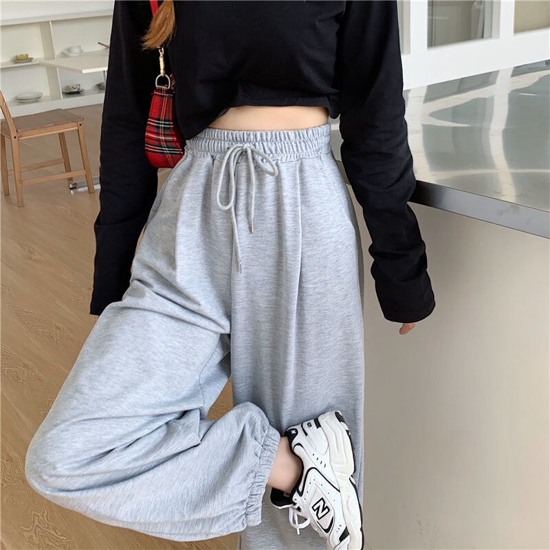 Grijs Joggingbroek Voor Vrouwen 2022 Herfst Baggy Oversize Sport Broek Balck Broek Vrouwelijke Joggers Streetwear Plus Size: Gray / M