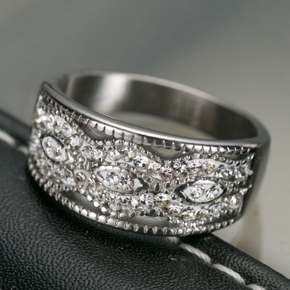 Neue Wasser welle Zirkonia Edelstahl Schmuck Hochzeit Ringe für frauen