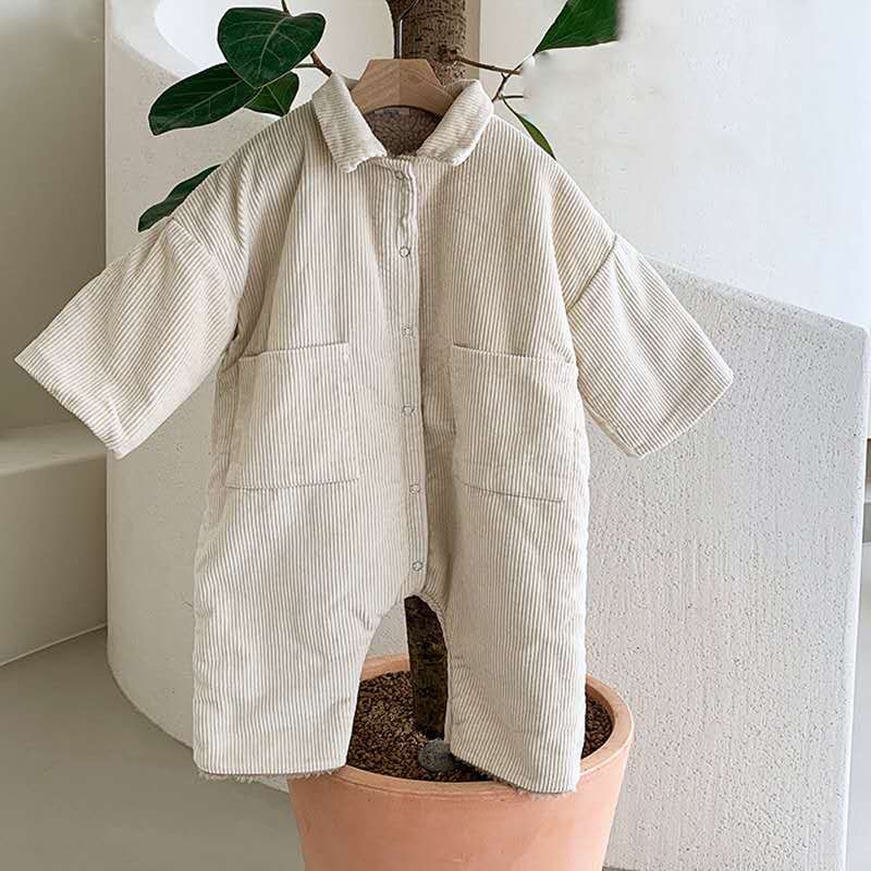 Winter Boys and Girls Regular Korean Style Cotton Kids Romper Single-Breasted Pockets to Keep Warm Fashionable