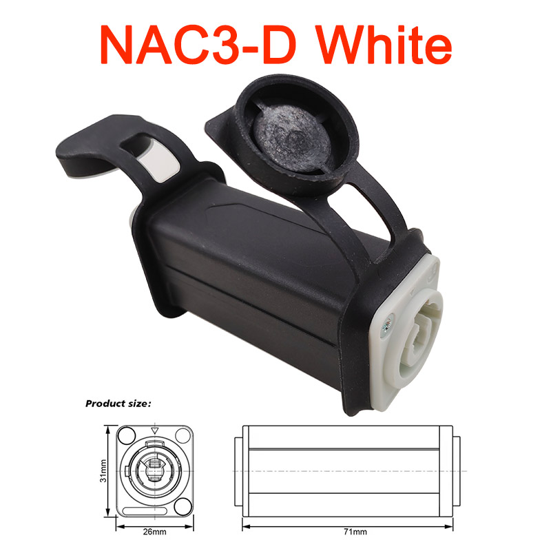 1pc LED PowerCon AC Coupler Adapter Extender connector Speakon Panel mount straight adapter Blue White: Dark Grey