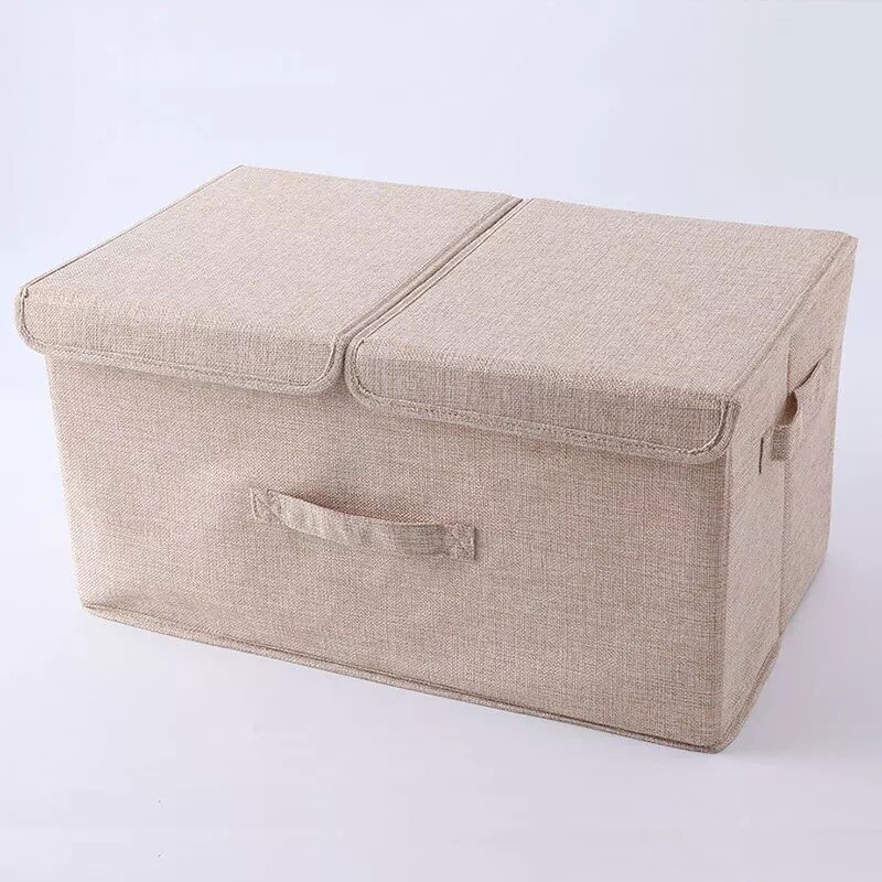 Wardrobe Storage Box Organizing Box Clothes Moving Plastic Storage Basket Household Small Fabric With Cover Foldable: L / Orange