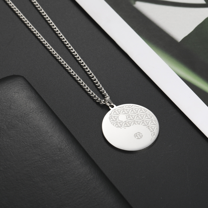 Dreamtimes Yin Yang Tai Chi Ketting Rvs Classic Mannen Leven Boom Ronde Sieraden Kerstcadeau