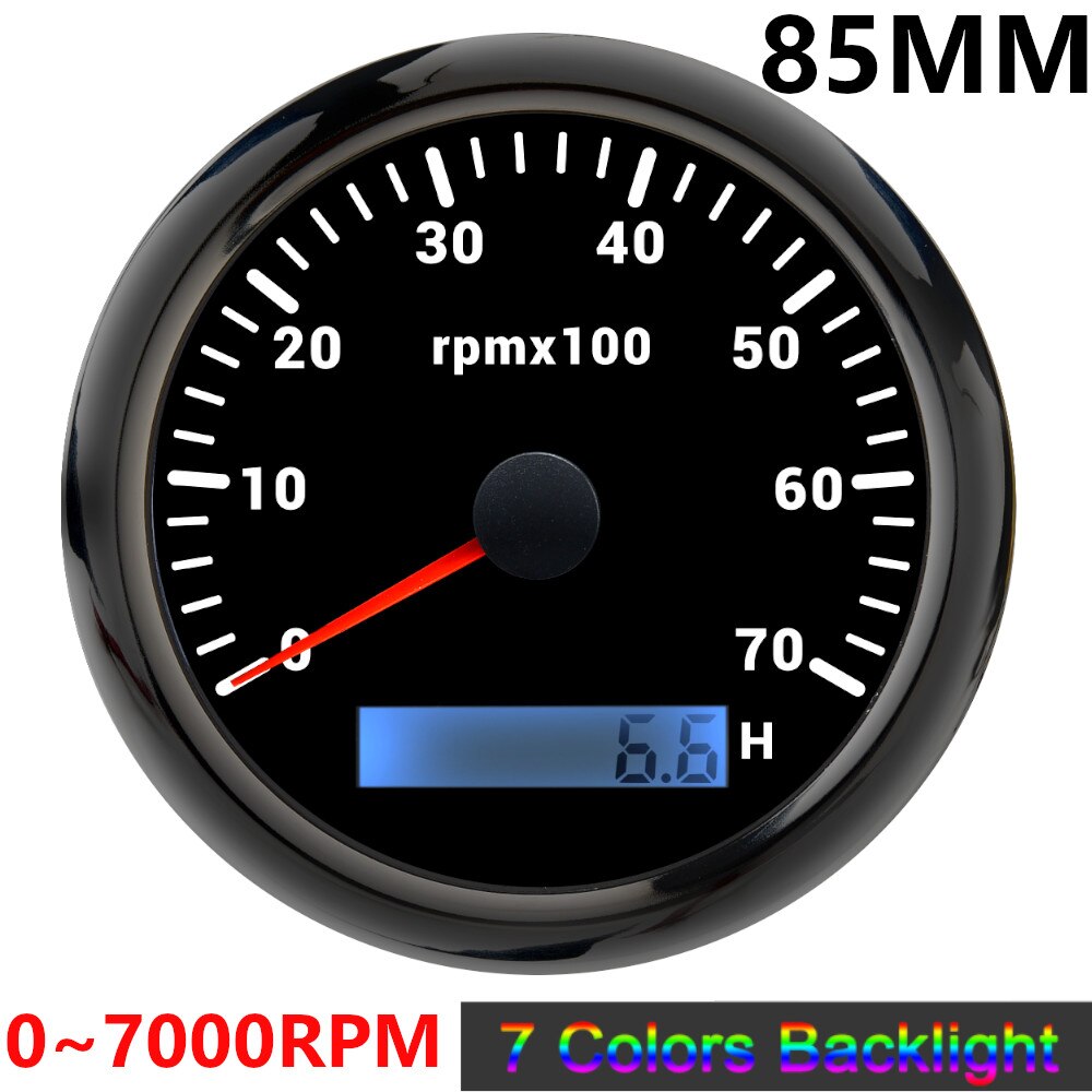 85mm Tachometer 3000 6000 8000 RPM Tacho Mit 7 Farben Hintergrundbeleuchtung Marine Boot RPM Meter Gauge LCD Tacometro Digital stunde Meter: BN 7000 rpm meter