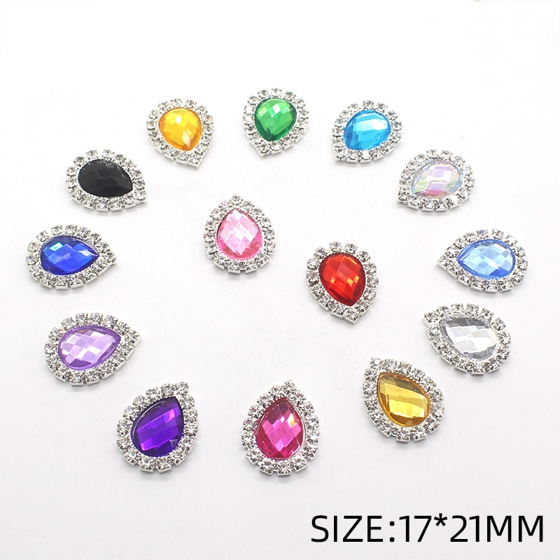 10pcs/lot17*21mm metal Water rhinestoneMaterial AcrylicMaterial MixDIY clothes, crafts, sewing, handmade jewelry accessorie