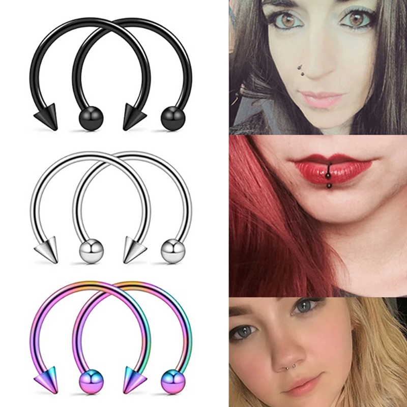 14Stck Kegel Spitze Hufeisen kreisförmig Septum Nase Ring Chirurgische Stahl Nippel Reifen Augenbraue Ohr durchbohren Körper Schmuck