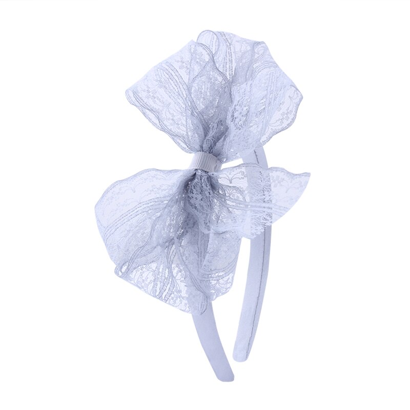 Candygirl-Diadema de encaje de los años 80, accesorios de disfraces para temática de los años 80, sin dolor de cabeza, diadema de lazo de encaje de neón para Halloween: grey headband
