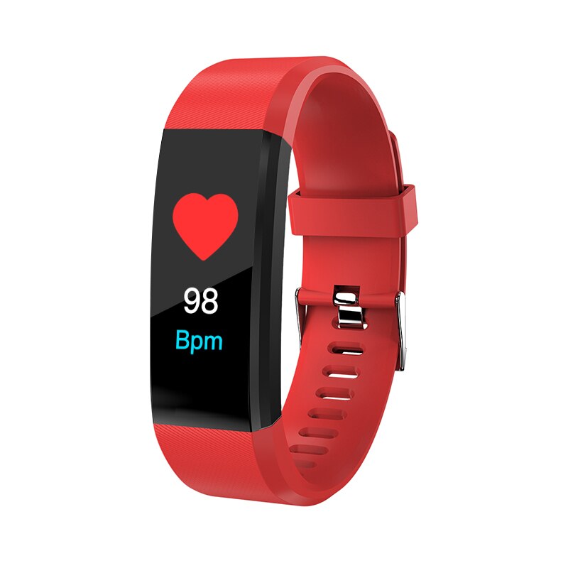 Smart Bracelet Watch Man Wen Waterproof Blood Pressure Measurement Fitness Tracker Camera control Pedometer TPU Smart Band: Red