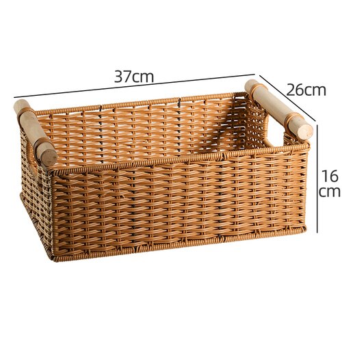 Storage basket folding storage basket Hand-woven straw rattan magazine storage basket weaving basket bamboo basket toy storage: 21
