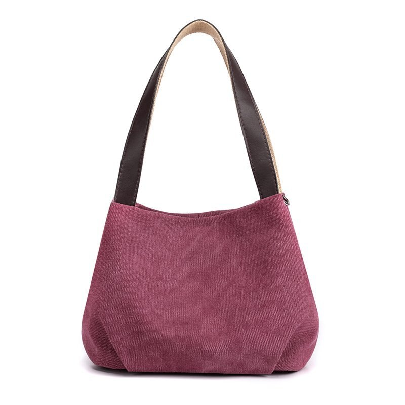 Zachte Canvas Luxe Handtassen Vrouwen Tassen Handtassen Schouder Messenger Bag Dames Handtas Schoudertas Purse: Paars