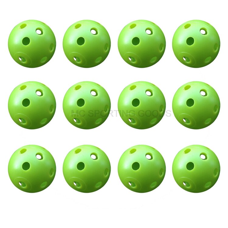 12 stk / parti indendørs golfbold golf træningsbolde golf lys bold har hul golf træning hjælpemidler 7 farver at vælge: 12 stk grønne bolde