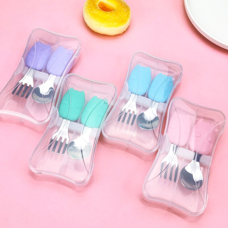 Spoon And Fork For Kids Children's Cutlery Set Cute Cartoon Metal spoons And Forks Stainless Steel Eco Friendly Kids Tableware