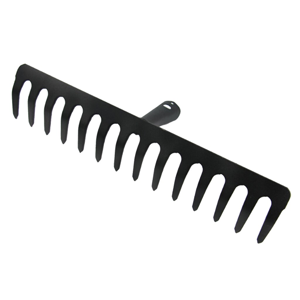 Rake Head 40cm Wide 14 Teeth Heavy Duty Steel Replacement Lawn Leaves Black