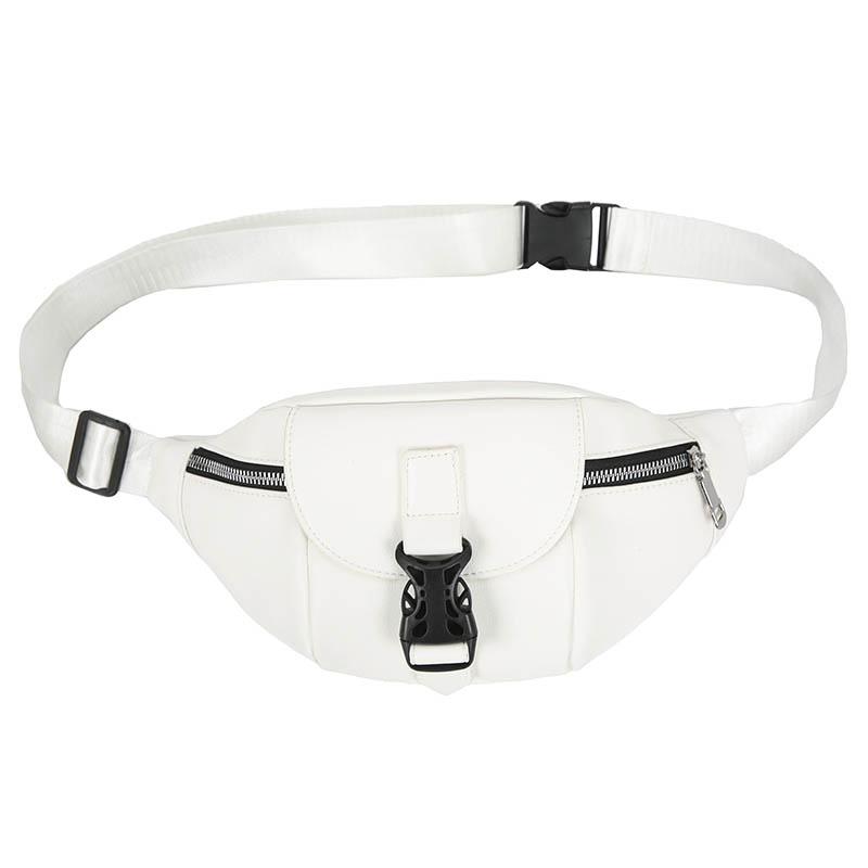 Verstelbare Vrouwen Hip Taille Verpakking Lederen Crossbody Tas Borst Zakken Rits Vrouwelijke Clutch Pouch Riemfanny: White Waist Bag