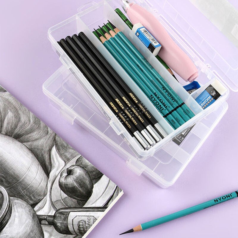 Multi-gebruik Potlood Doos Transparant Plastic Etui Grote Capaciteit Eenvoudige Desktop Storage Box Office Schoolbenodigdheden G38020