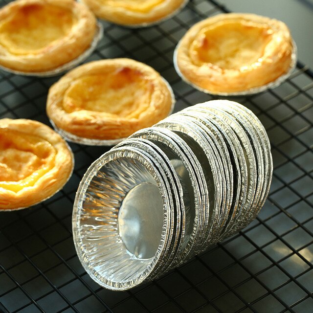 Moldes desechables de aluminio para tartas/tartas de 250 pulgadas, moldes para hornear Muffin Cupcake, vasos de papel de aluminio, 2,5 unids/paquete