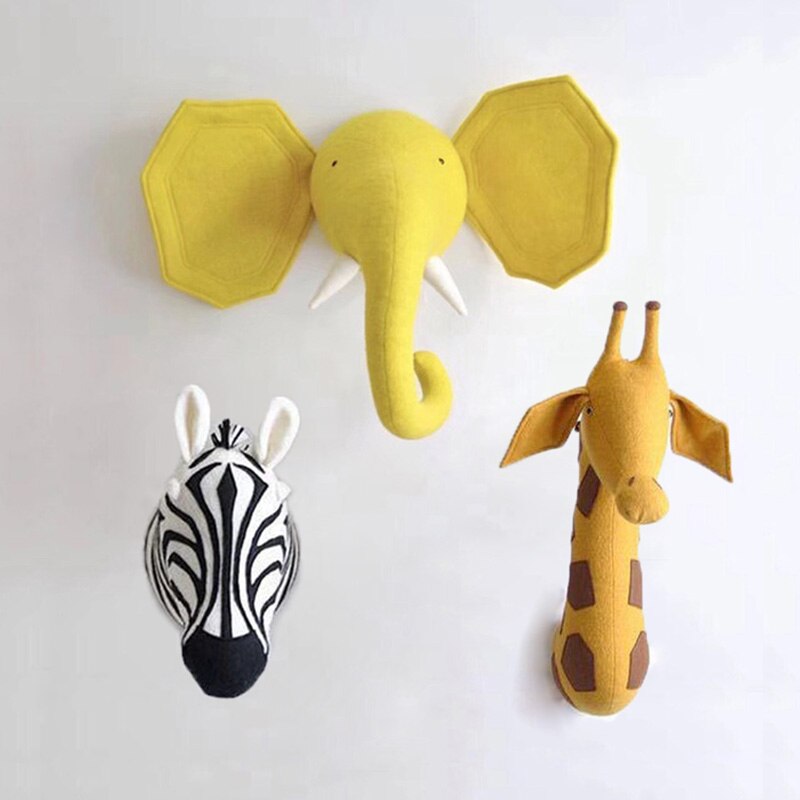 Zebra/Olifant/Giraffe 3D Dierenkop Muur Mount Knuffels Kinderen Kinderkamer Muur Opknoping Decoratie Verjaardag Kerst