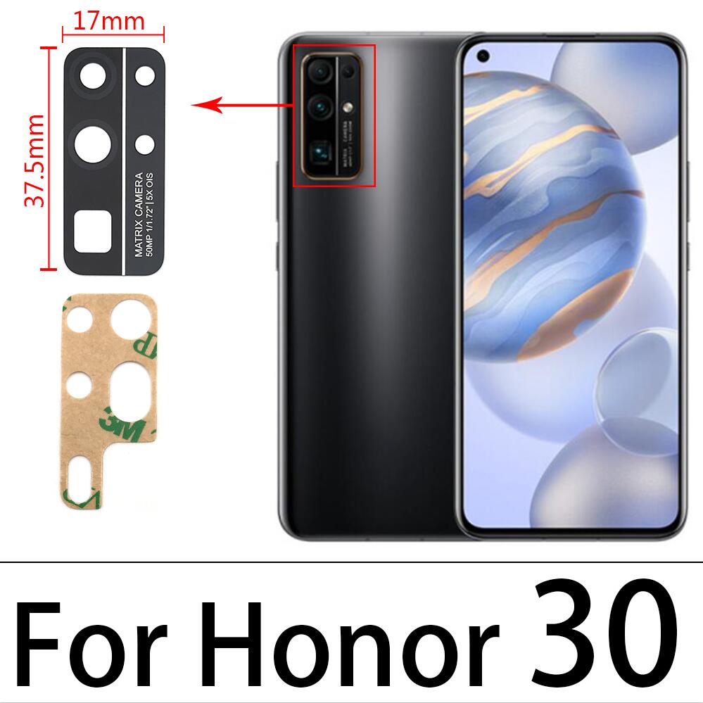 Per Huawei Honor 9X V20 20i 20 20S 30S 30 P30 Pro P40 Lite Posteriore Posteriore Dell'obiettivo di Macchina Fotografica copertura in vetro di Ricambio con Adesivo: Honor 30