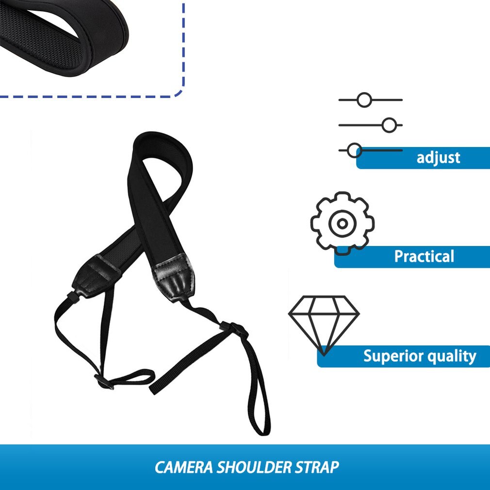 Fashionable Camera Single Shoulder Neck Camera Adjustable Durable Anti-slip Strap Belt for SLR DSLR Black Accessory