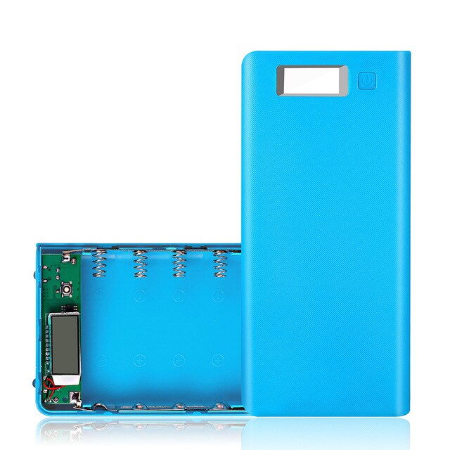 8*18650 batteriholder dual usb power bank batteriboks mobiltelefon oplader diy shell taske opladning opbevaringsetui til xiaomi: Blå