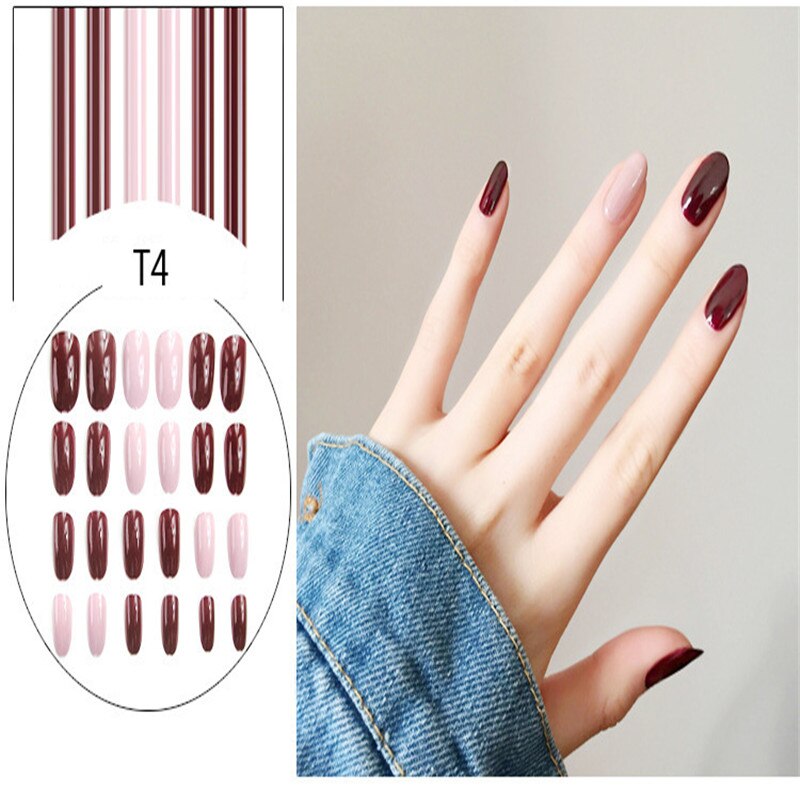 2019 nowy 24 sztuk/1 zestaw sztuczne nietrzeźwy eleganckie wino czerwony gradient sztuczne paznokcie akrylowe sztuczne paznokcie dla ozdoba robić paznokci przepych: 08