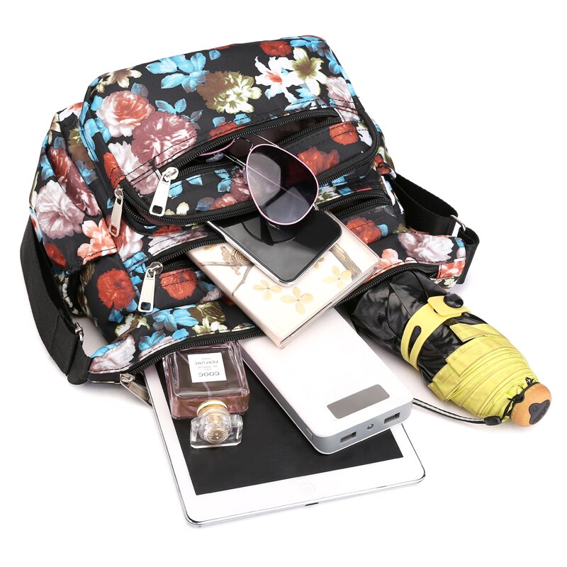 RUWB Europäischen und Amerikanischen Stil Nylon Kleine Schulter Tasche Damen lässig Blumen- Umhängetaschen für Frauen Klappe Bote Tasche Bolsa