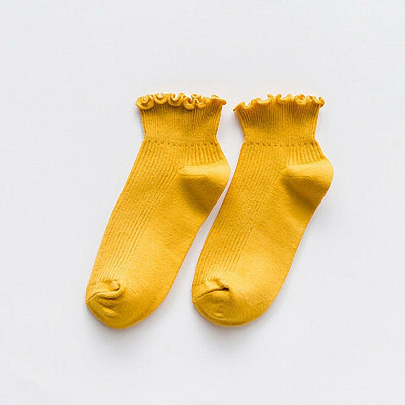Bonne saine femmes chaussettes mignon couleur unie cheville haute décontracté respirant chaussettes: Yellow