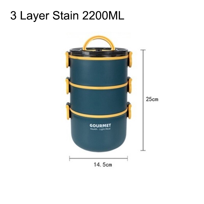 Stainless Steel Lunch Box Food Thermal Jar Insulated Soup Thermos BottlesDrinking Cup Bento Lunch Box Women Food Container: 3 Layer2200ML Stain