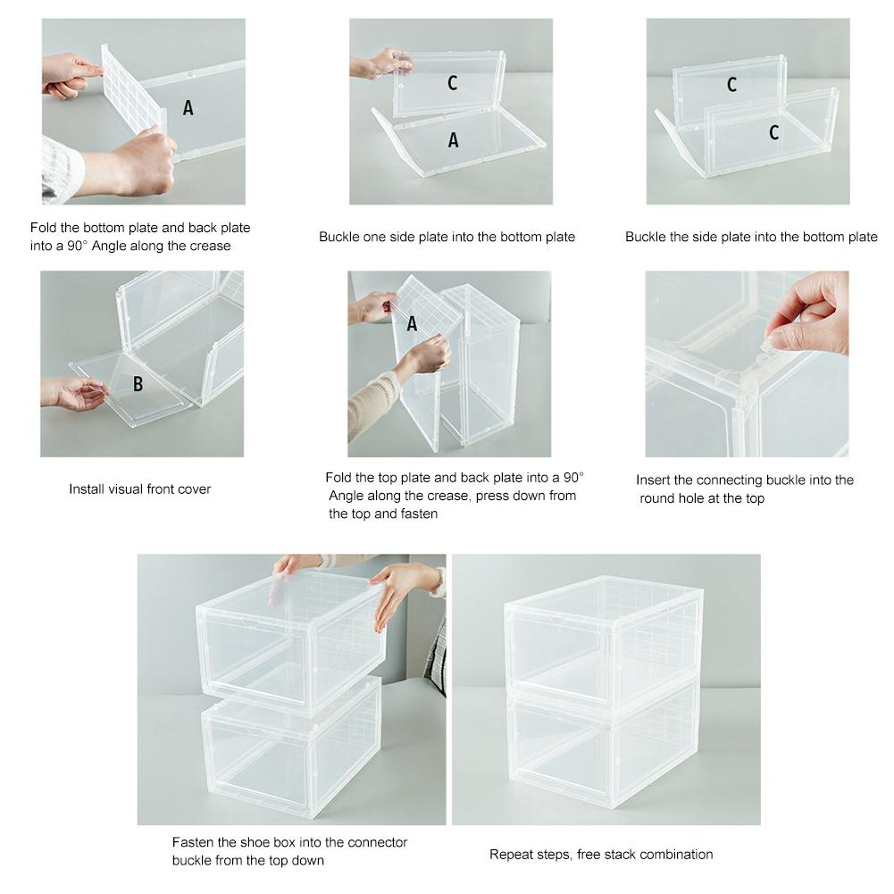 Plastic Schoenendoos Transparante Opbergdoos Lade Type Hoge Hak Schoenen Dozen Stapelbaar Clamshell Diy Schoenendoos Lade Case Organizer