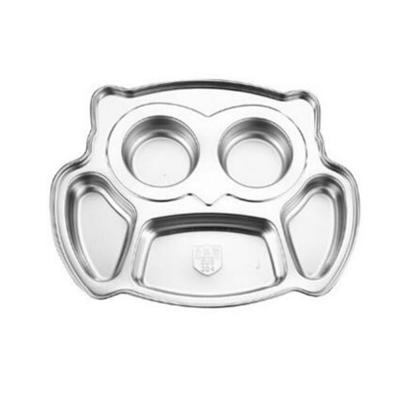 Stainless Steel Divided Plate Cute Cartoon Dinner Tray Lunch Container Kids Toddlers Babies Serving Platter for School Canteen: 03