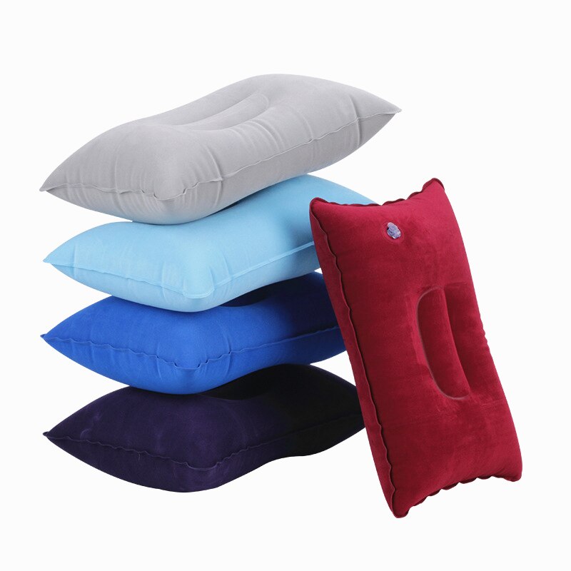 L -Portable Ultralight Inflatable PVC Nylon Air Pillows Camping Sleep Cushion Travel Hiking Beach Car Plane Head Rest Camp Gears