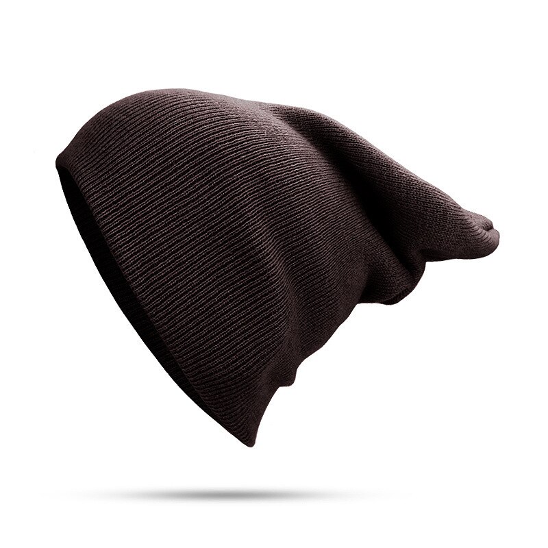 Gorro de esquí liso con puños para hombre y mujer, gorro de esquí Unisex, cálido, con Calavera, elástico suave, gorro de punto diario, FK88: coffee