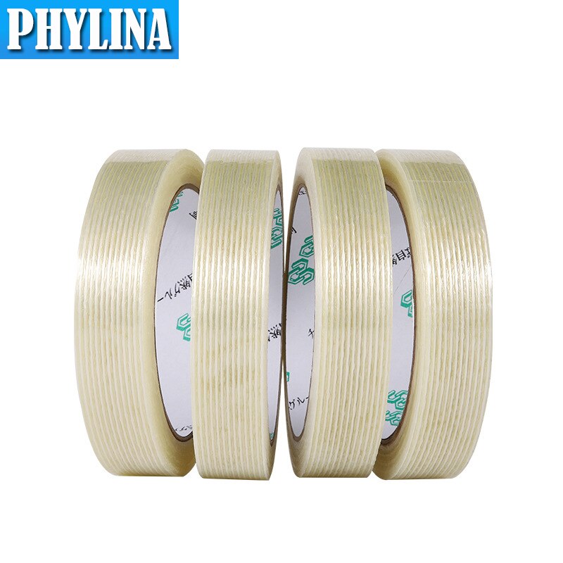 Sterke Glasvezel Tape Voor Vaste Wikkelen Kronkelende Transparant Gestreepte Single Side Adhesive Industriële Strapping Verpakking Seal