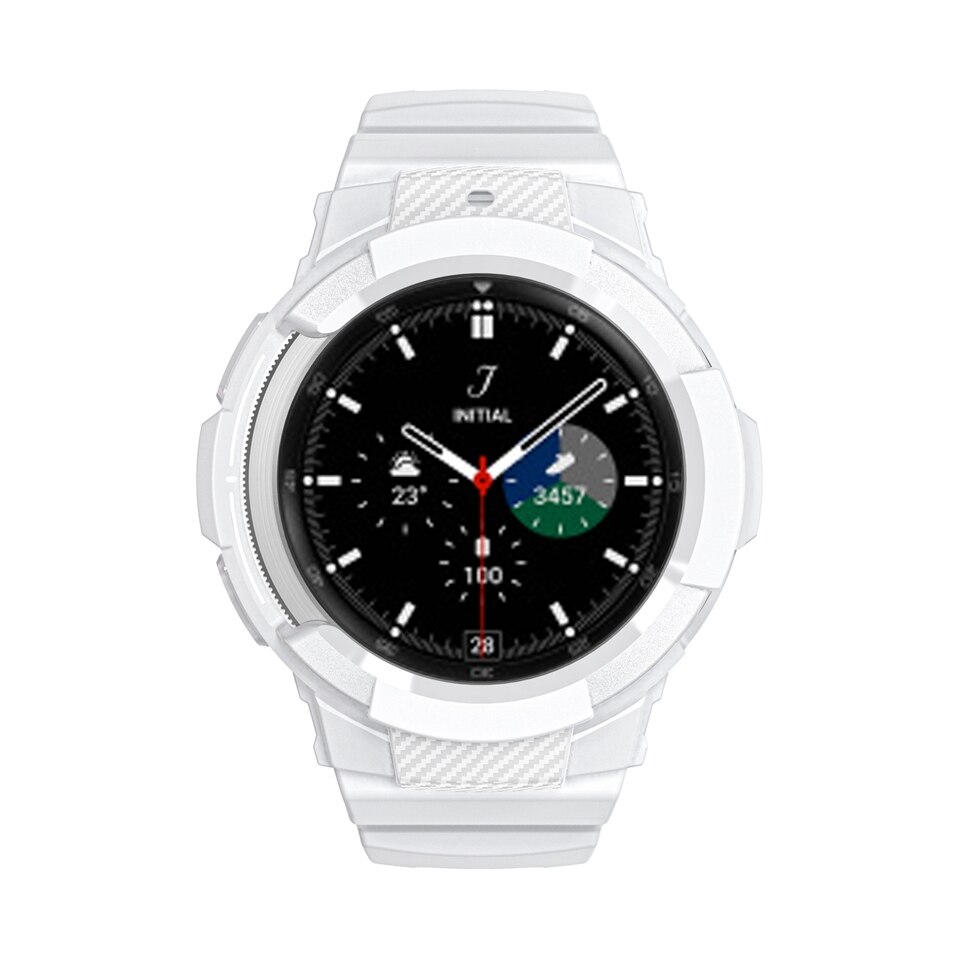 Pasek silikonowy + etui do zegarka Samsung Galaxy 4 klasyczny pasek sportowy 46mm 42mm zintegrowany pasek do zegarka Galaxy Watch4Classic: white / Watch 4 Classic 46mm