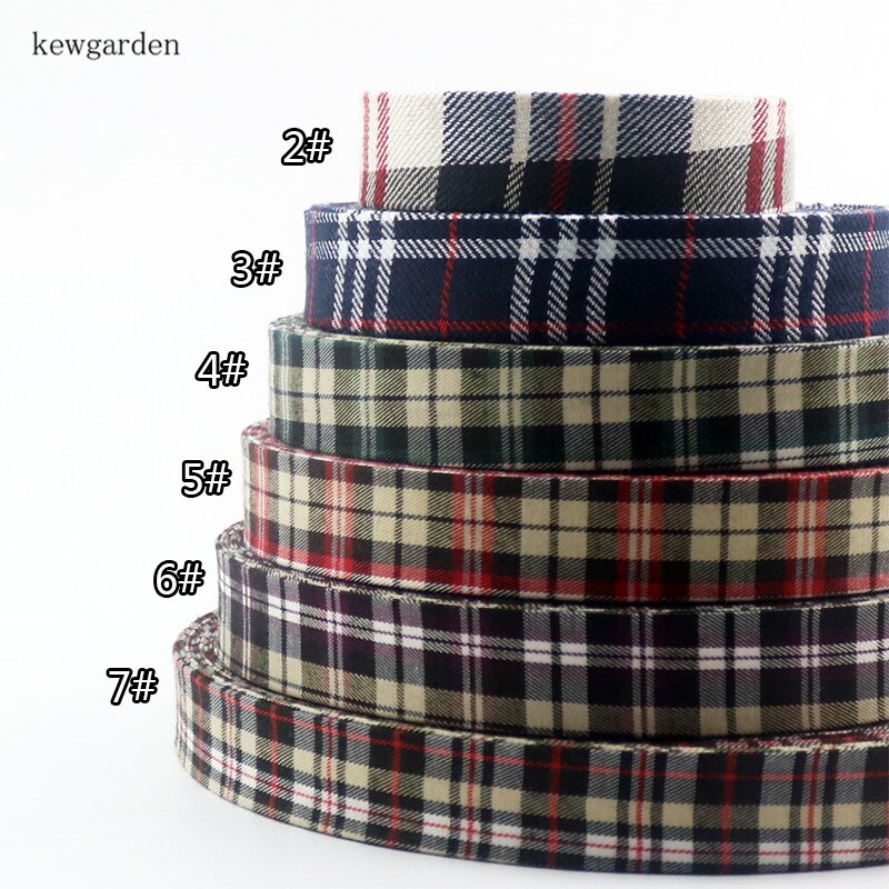 Kewgarden Grid Fabric Layering Cloth Ribbons 10mm 25mm 40mm 50mm Handmade Tape DIY Bowknot Satin Ribbon Riband 8 Meters