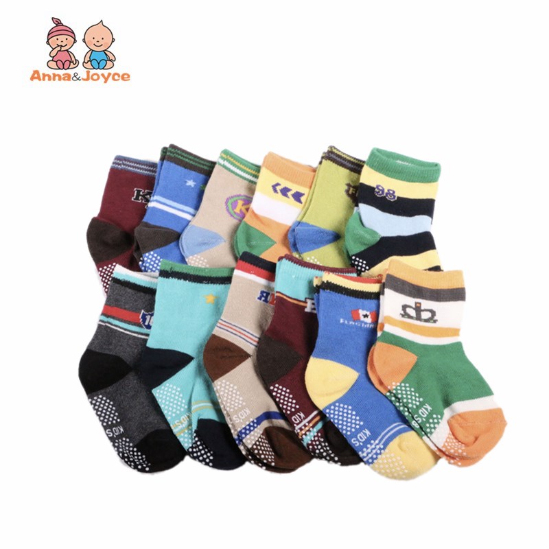 12 paare/los Baby Kind Junge Unterhose-beständig Karikatur Boden Socken 1-3 Jahre