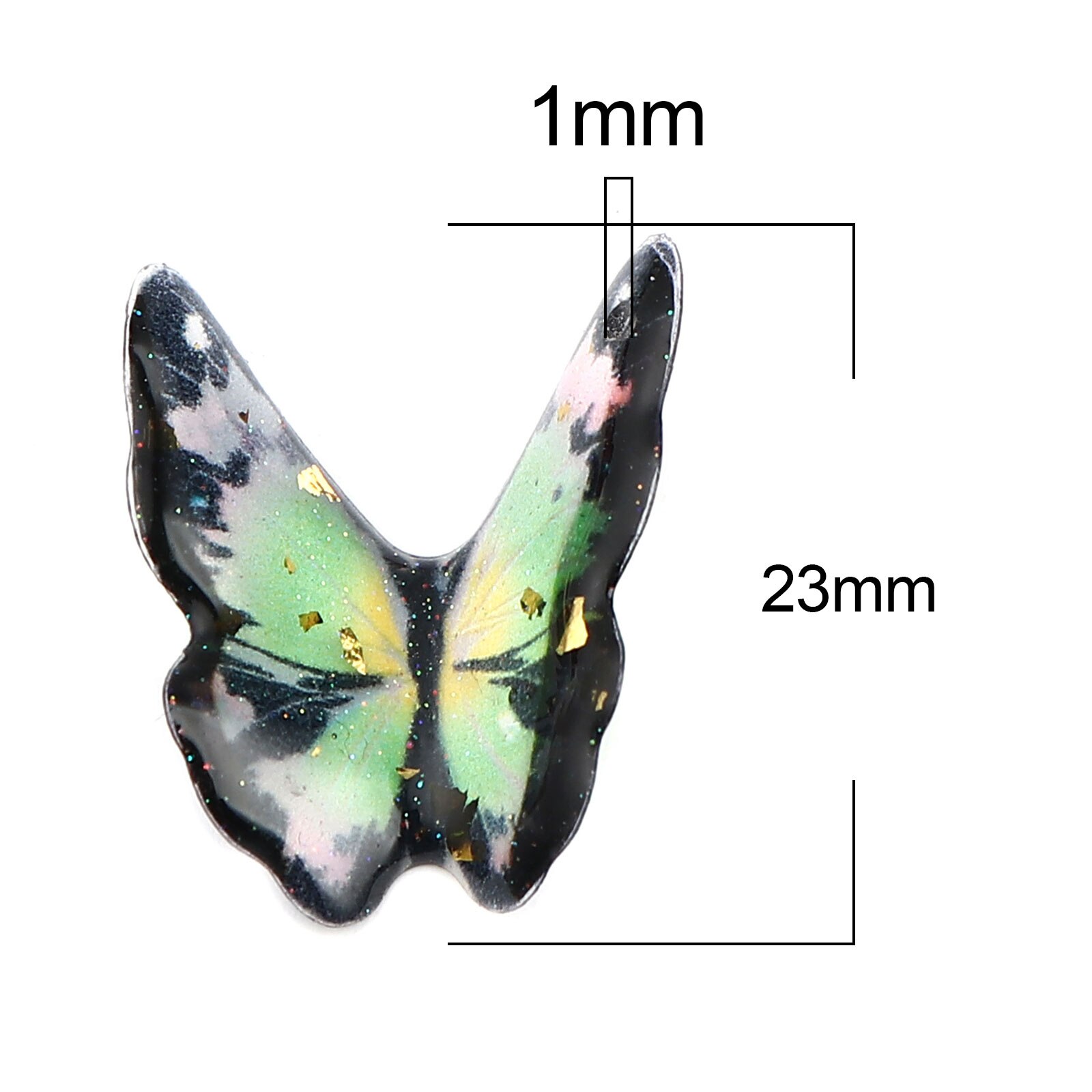 3/5PCs fascini del pendente della serie della farfalla dell'insetto della resina per la fabbricazione di gioielli foglia d'oro farfalla animale blu viola stagnola 23mm x 22mm: 5PCs-7