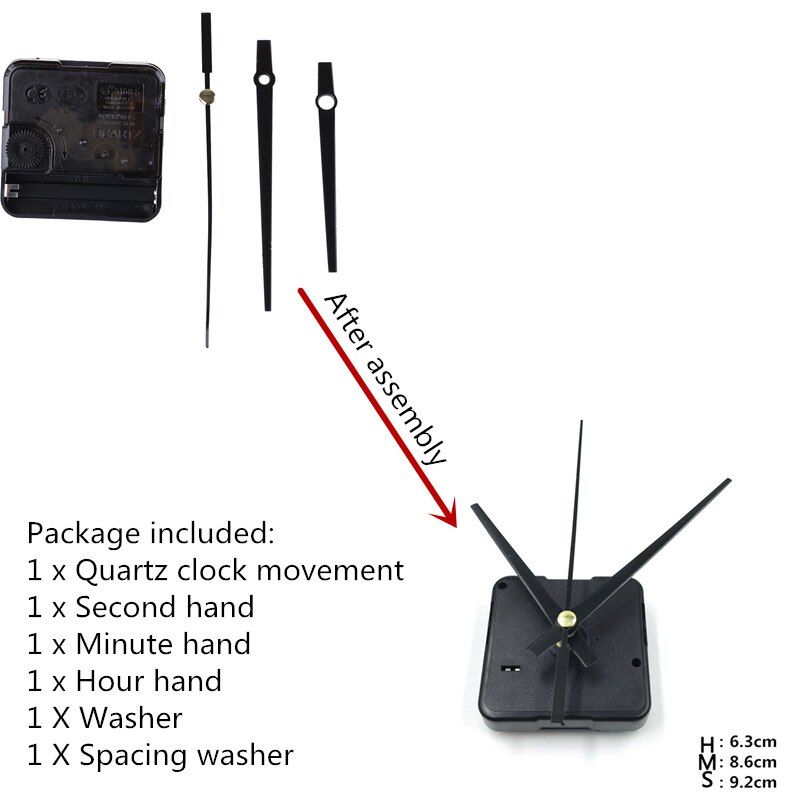 Kwartsklok uurwerkmechanisme wijzers reparatieset set doe-het-zelf gereedschap onderdelen voor het repareren, vervangen of maken van een klok: J
