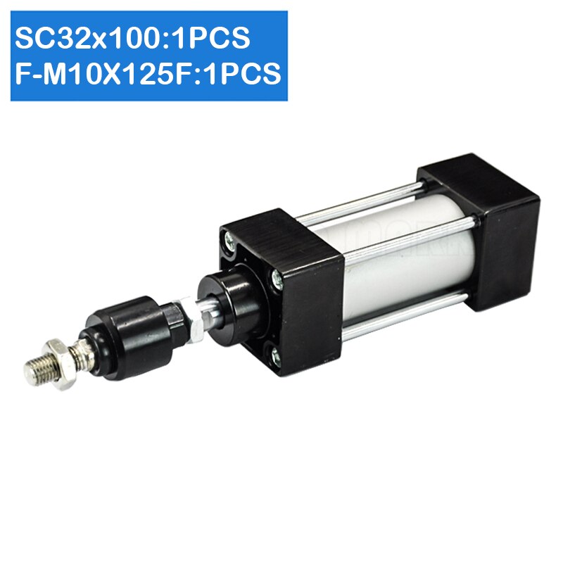 SC32X100 32Mm Boring 100Mm Slag Pneumatische Soorten Power Druk Zuiger Gecomprimeerd Telescopische Air Cilinder: F-M10X125 F / SC32X100-S