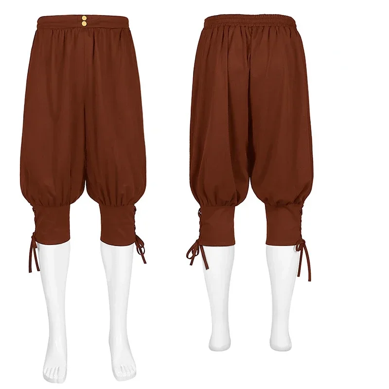 Victorian Renaissance Cosplay Costumes Gothic Lolita Bloomers Pirate Shorts Trousers Medieval Clothes Halloween Carnival Outfits: XXL / Brown