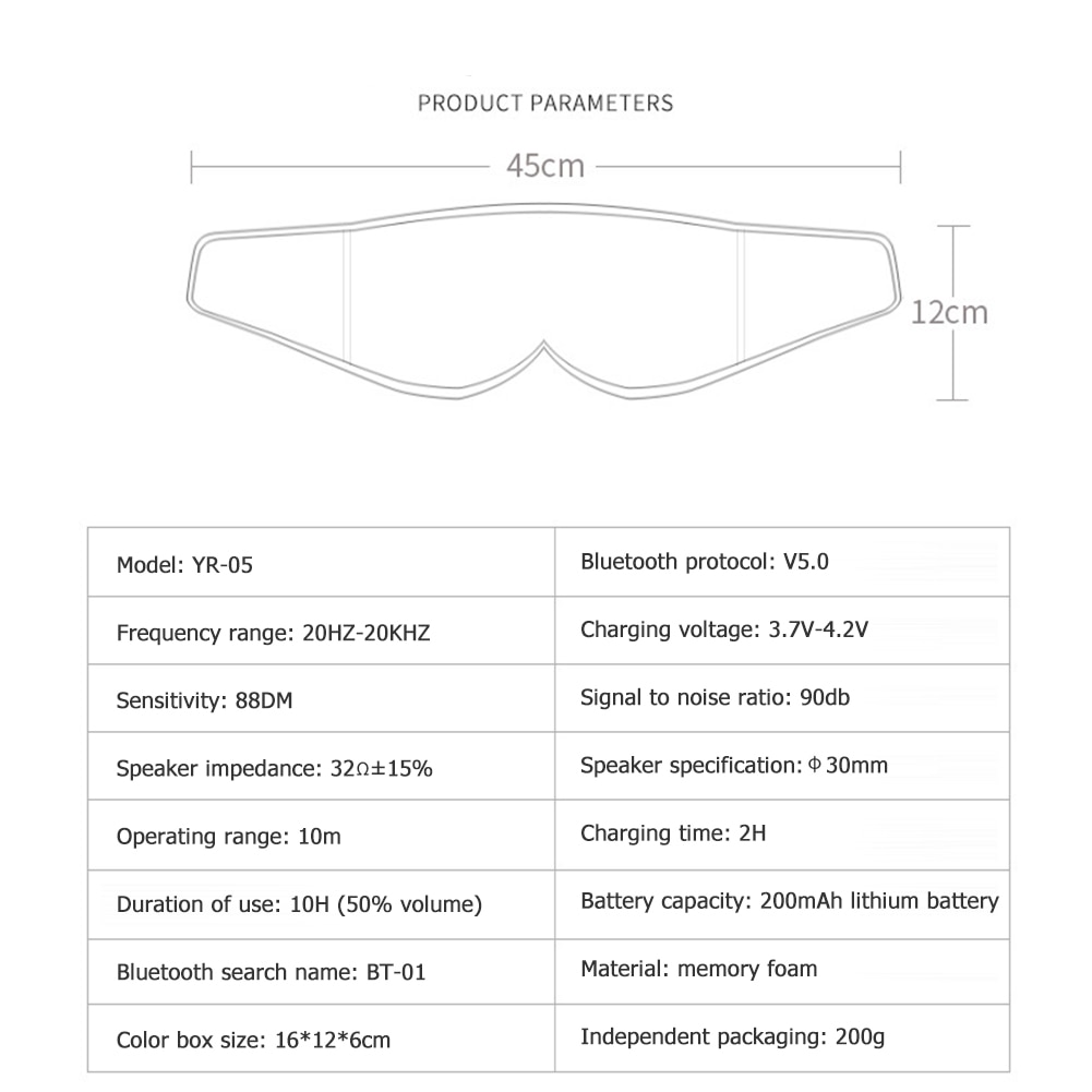 Calling 3D Sleep Eye Mask Cover Wireless Bluetooth V5.0 Sleep Headphones Portable Blindfold Travel Eyepatches
