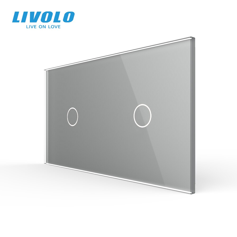 Livolo luksus hvitt perlekrystallglass , 151mm*80mm,  eu standard, dobbelt glasspanel, vl -c7-c1/c1-11 (4 farger): Grå