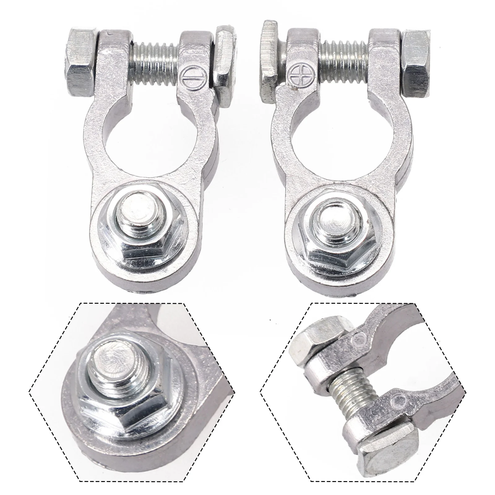 1 Pair Zinc Alloy Battery Terminal Clamp - Positive/Negative Poles Car Screw Connector Durable Terminal: Default Title