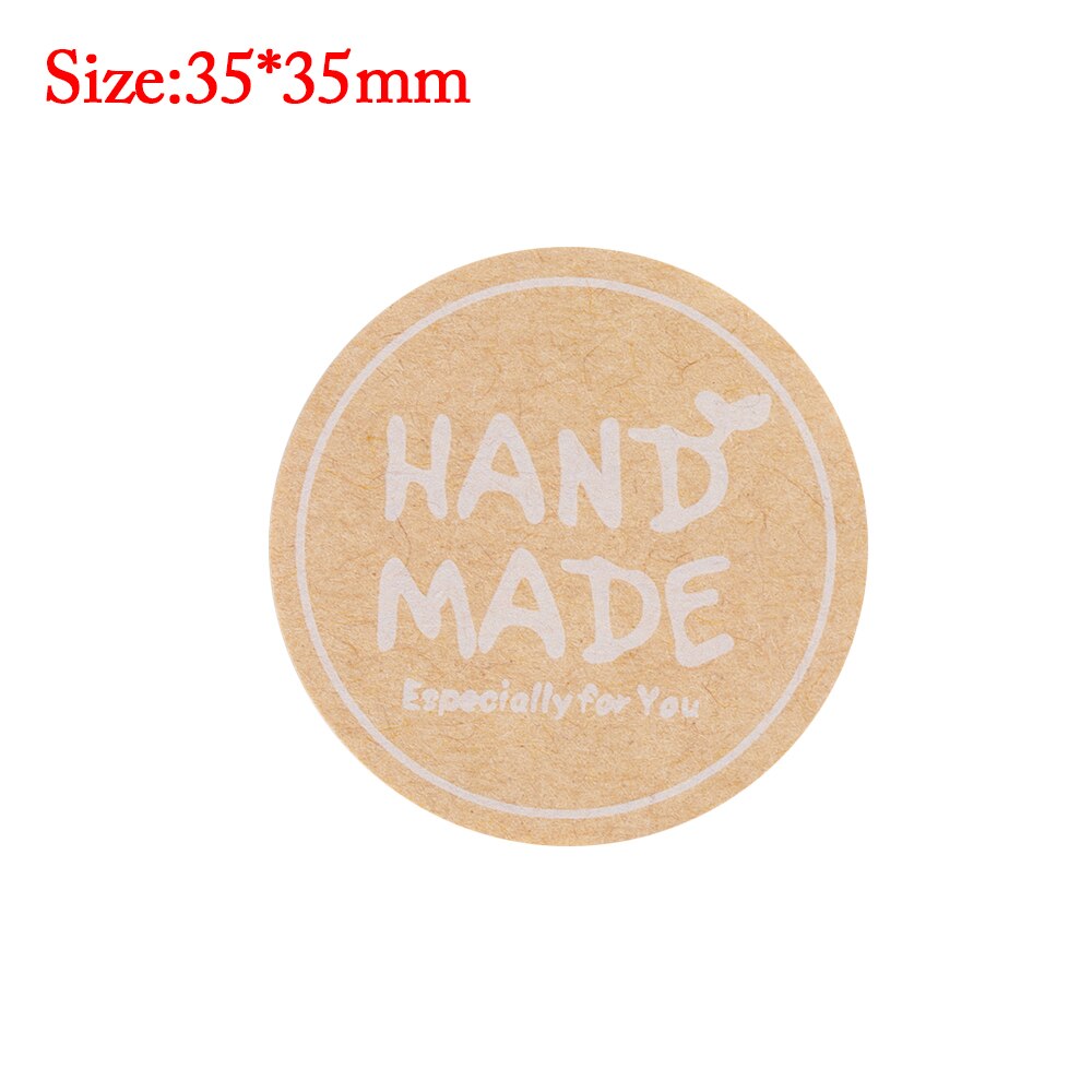 12PCS Labels Round Natural Kraft HAND MADE Sticker seal labes Self-adhesive Paper Stationery Sticker