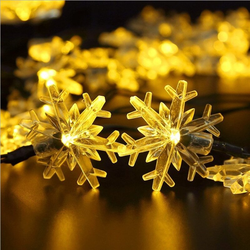 Led snöflinga ljusslingor soldrivna fairy lights julgirland utomhus vattentät trädgård bröllopsdekoration