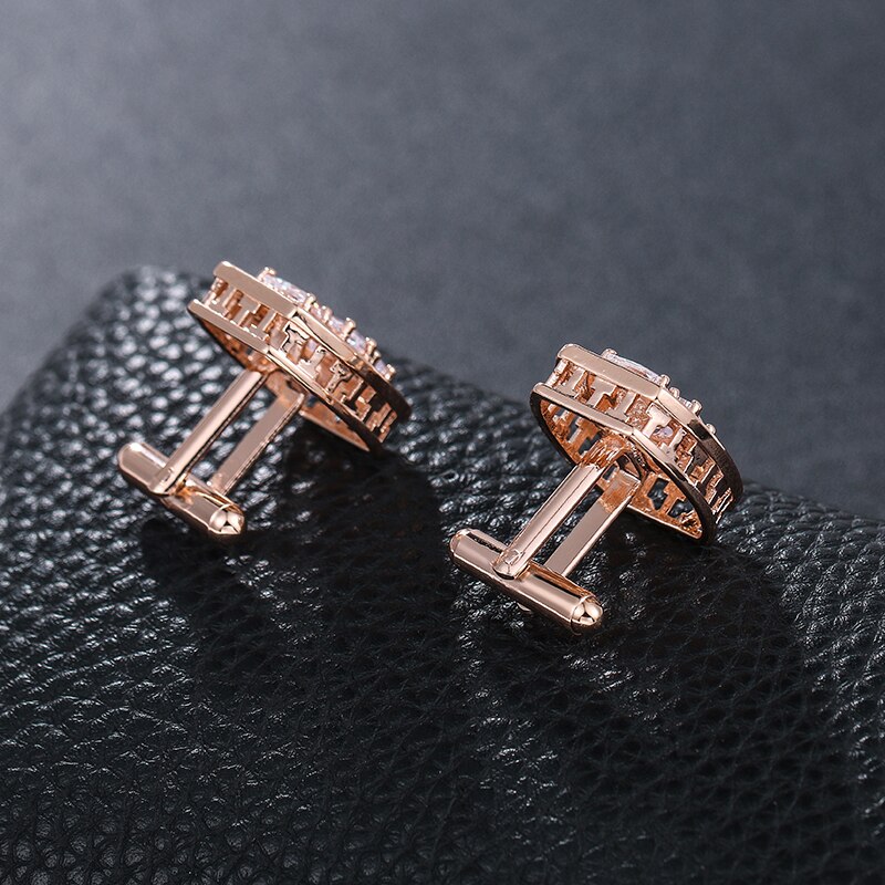 Weimanjingdian Prachtige Kussen Cut Zirconia Ovale Manchetknopen Voor Mannen In Wit/Rose Gold kleuren