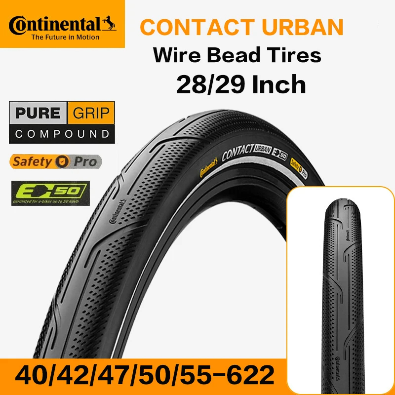 Continental Contact Urban-neumáticos de 28/29 pulgadas para bicicleta eléctrica, llantas con tiras reflectantes, 40/42/47/50/55-622 180 TPI MTB