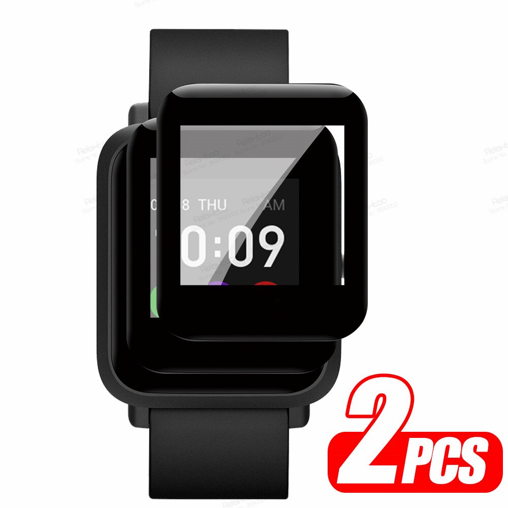 Película de vidro de proteção para huami amazfit bip lite, cobertura completa, filme protetor de tela inteligente, smartwatch, 3 peças: Cáqui / BIP